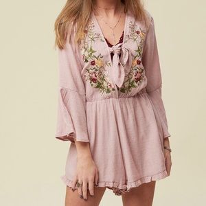 Long bell sleeve floral romper